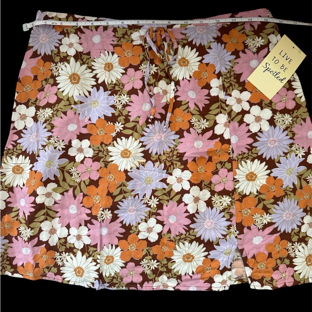 Spoiled Floral A-Line Skirt - Pink, Orange, Brown